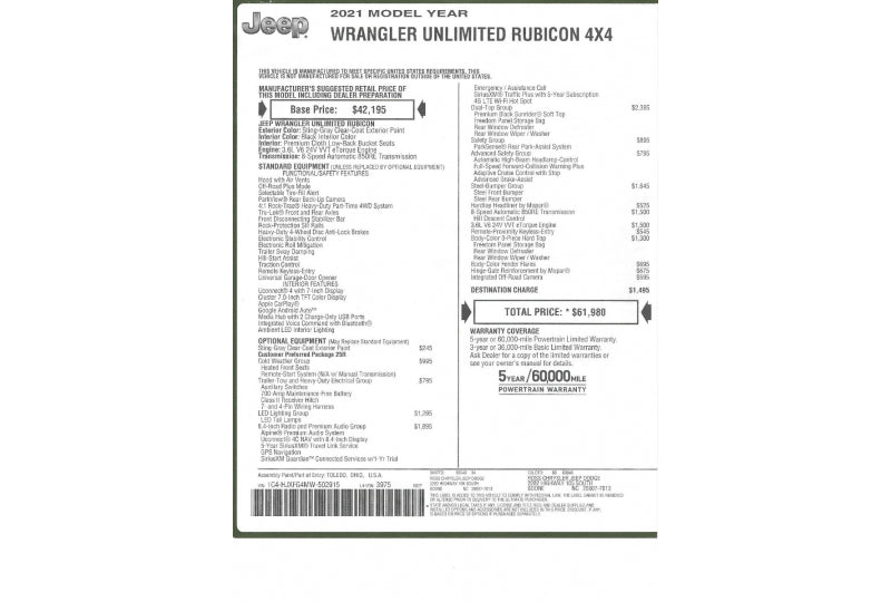 2021 Jeep Wrangler Unlimited Rubicon JL Sting Gray - SOLD