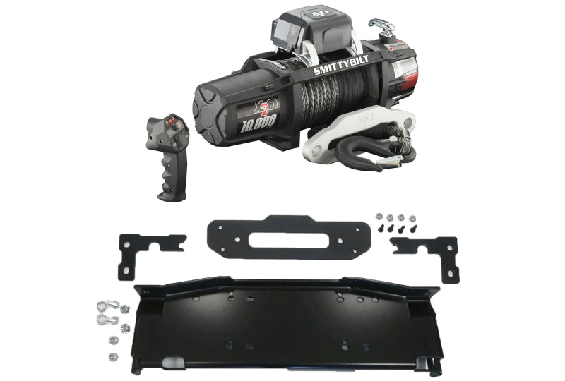 Maximus-3 Smittybilt X2O 10K Synthetic Rope Winch Mount Package; Wrangler JL & Gladiator JT w/ Steel Bumper Group